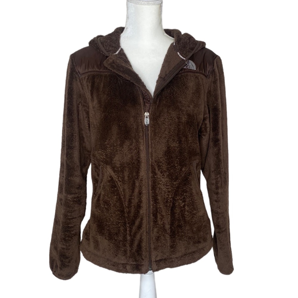 The North Face Osito Brown With Nylon Shoulder Hooded  Zip Up Jacket M